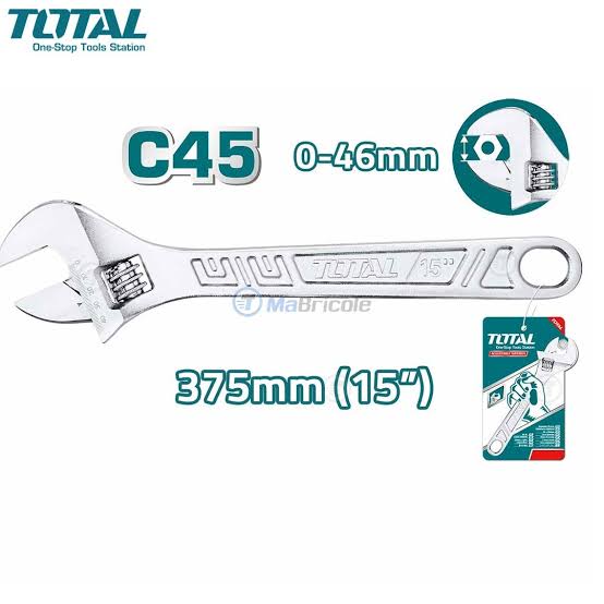 Clé à molette 15" 0-46mm TOTAL | THT1010153