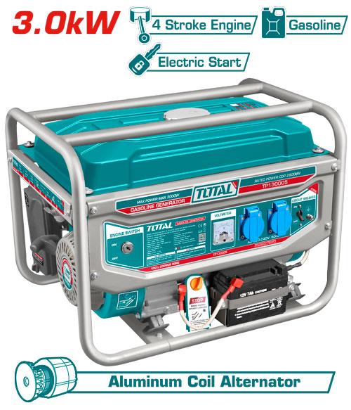 TOTAL Groupe Electrogène 3000W 3 kva Avec clé de démarrage et Un Panneau De Contrôle Facile A Utiliser