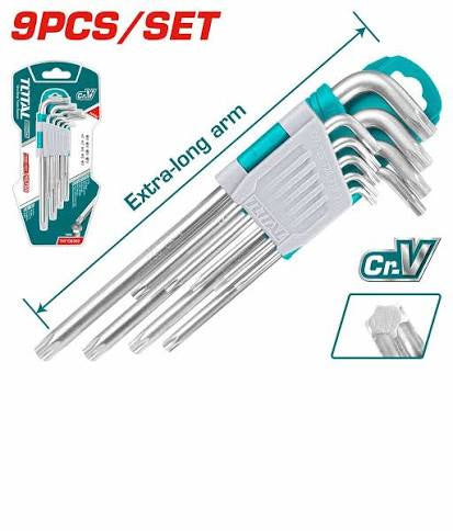 Jeu De 9 Clés Torx etoile T10-T50 (Cr-V) Total THT106391