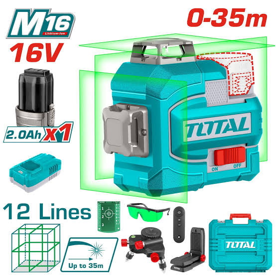 Niveau laser vert 12 lignes a batterie 35m
