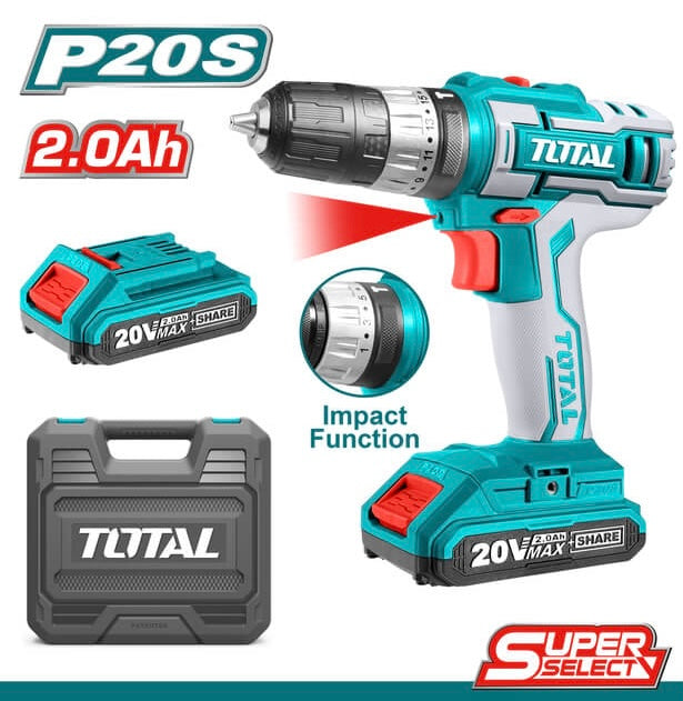 Visseuse perceuse et marteau percussion 20v 2 batterie + chargeur TIDLI200215