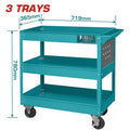 Chariot a outils professionnel pour atelier en roulements et 3 etages TOTAL THPTC301