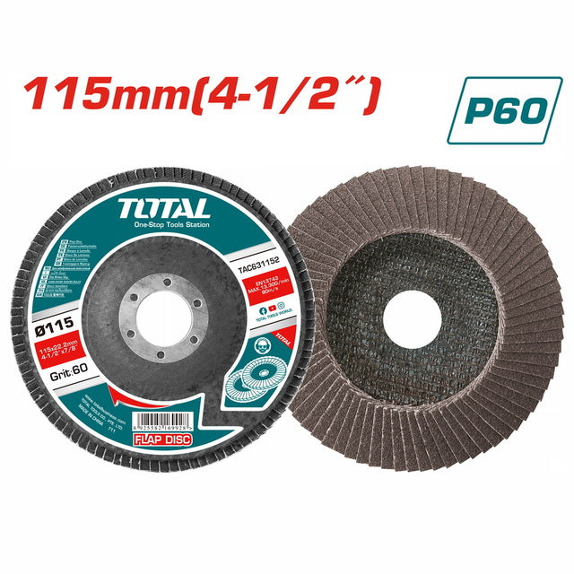 Disque papier verre pour ponçage 115mm P60 TOTAL | TAC631152