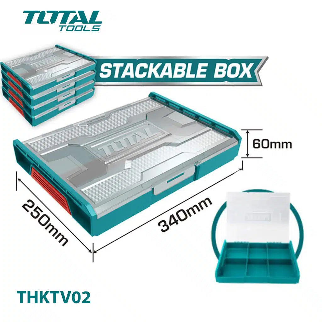 Boite de rangement empilable en plastique 340 x 250 x 60mm TOTAL | THKTV02
