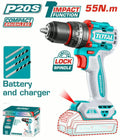 Visseuse 20v brushless a percussion mandrin acier avec une batterie 2amp et un chargeur