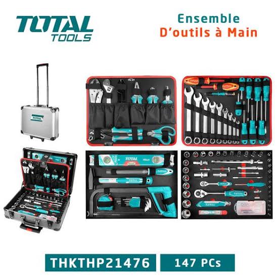 Coffret à outils, malette clés et outils à main 147 pièces mobile  | THKTHP21476