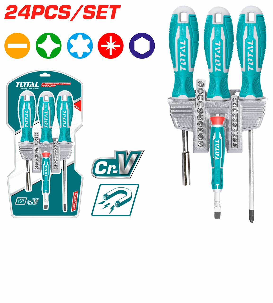 Jeu De 4 Tournevis Avec 24Pcs D’embouts TOTAL TACSD302462
