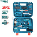 caisse outils à main 38pcs avec Tournevis électrique 4V 1.3ah TOTAL | THKTHP10386
