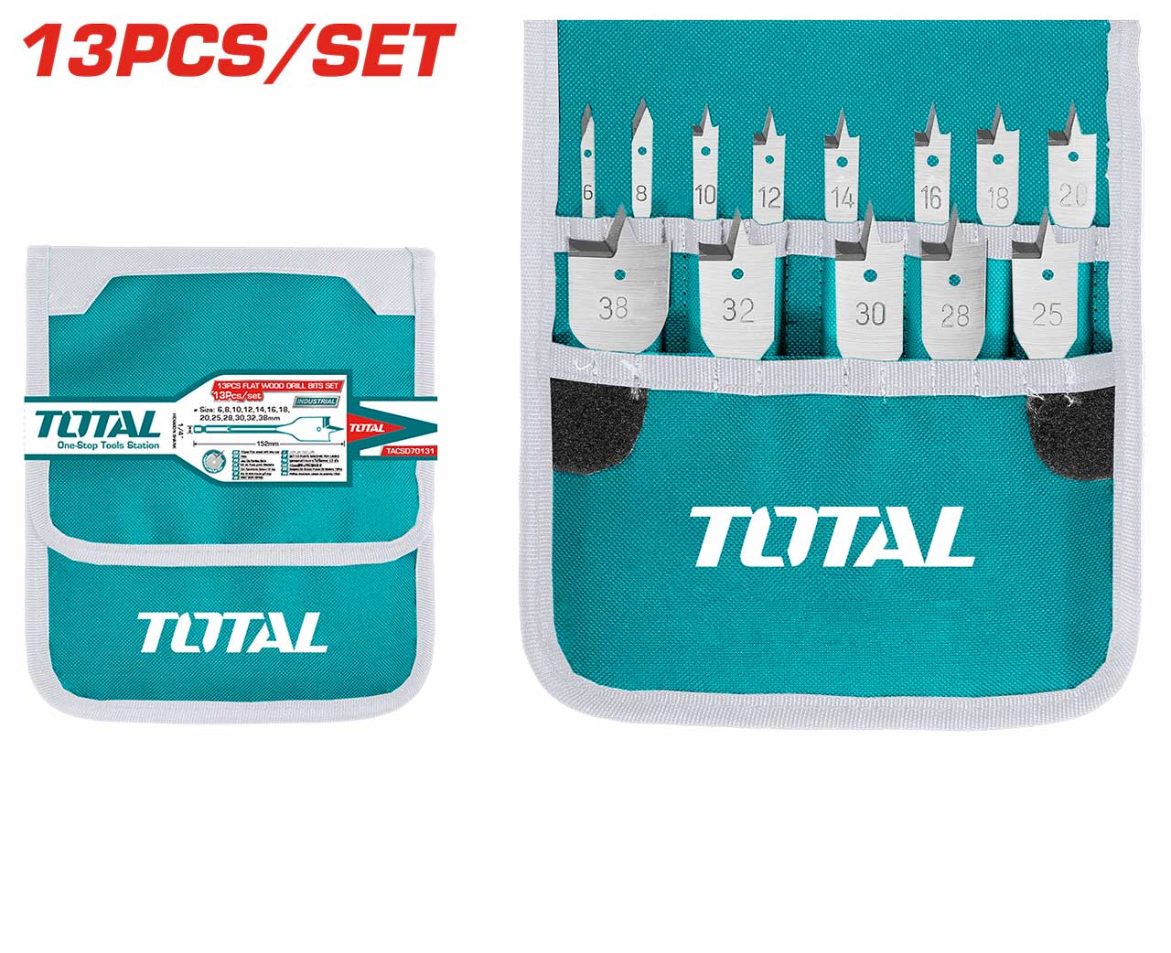 Coffret De Mèche à Bois Plate 6-38mm TOTAL | TACSD70131