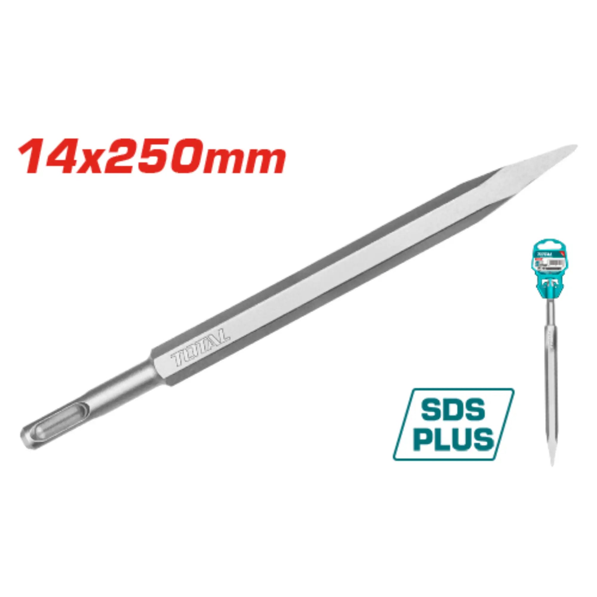Burin pointuSDS Plus 14x250 Mm TOTAL TAC1511141 Pour Perçage et Démolition