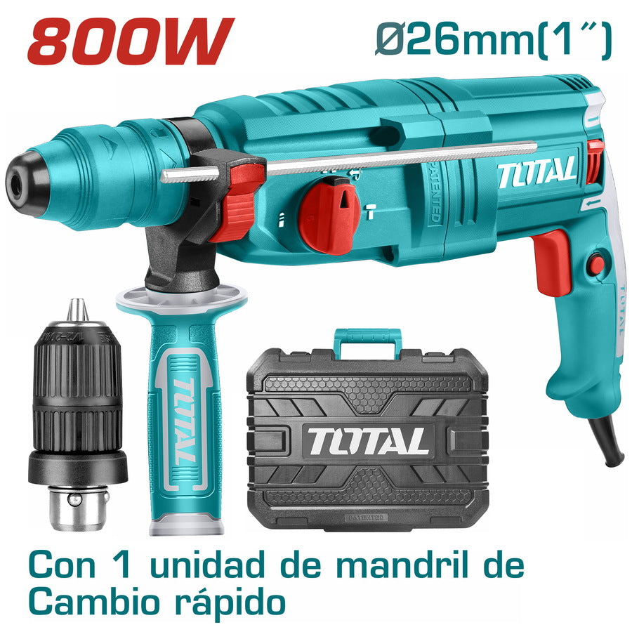 Marteau rotatif avec mallette et 5 pcs 800W TOTAL TH308268-2