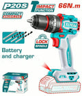 Visseuse 20v brushless avec percussion 66nm mandrin acier / avec une batterie 2amp et un chargeur