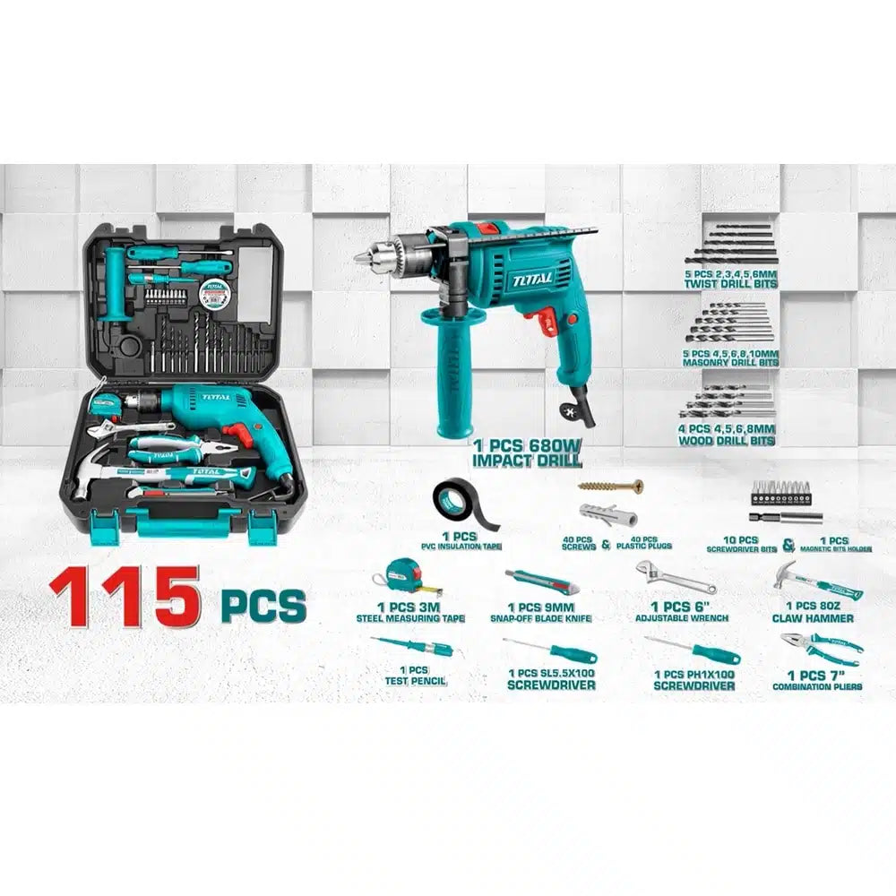 Jeu d’Outils à Main 115 Pièces Total THKTHP1152